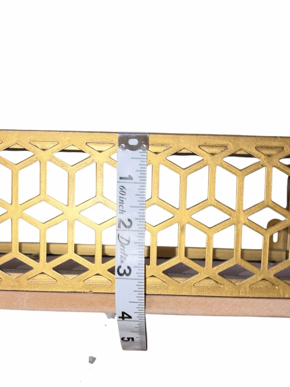 EUC Ashland Gold Decorative Metal Accent Shelves Geometric Lattice Elegant